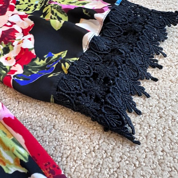 Show Me Your Mumu Dress Portabella Black Floral Mini Swing LS Boho Witchy SMALL - Picture 7 of 14